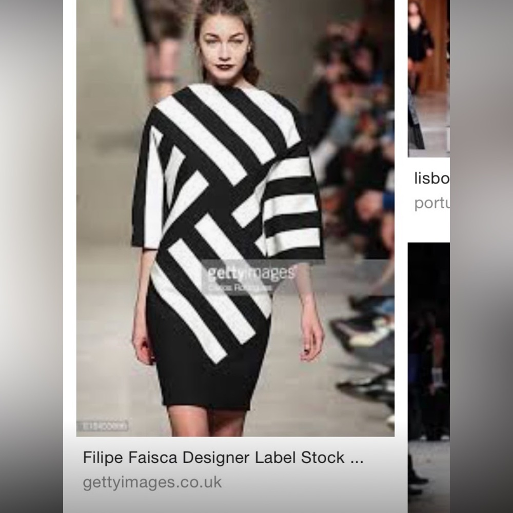 Black and White Asymmetrical Cocktail Dress with Dolman Sleeves